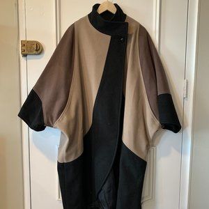 Vintage Rutland Inc. Wool Colorblock Cocoon Coat